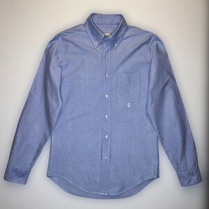 Wooster x Lardini Blue Dot Collar Oxford Button Up Shirt Blue 15.5 / 39 Medium
